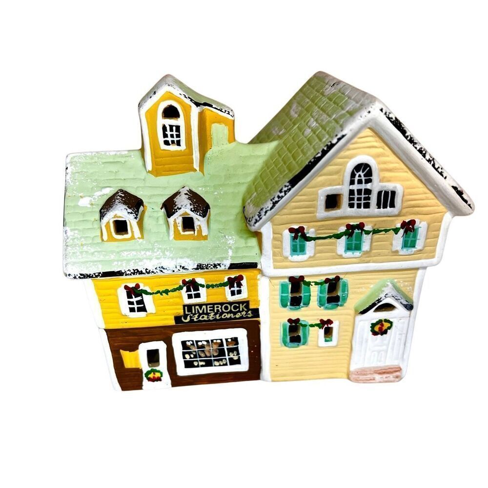 Vintage Silvestri Ceramic Christmas Village House Limerock Stationers Holiday